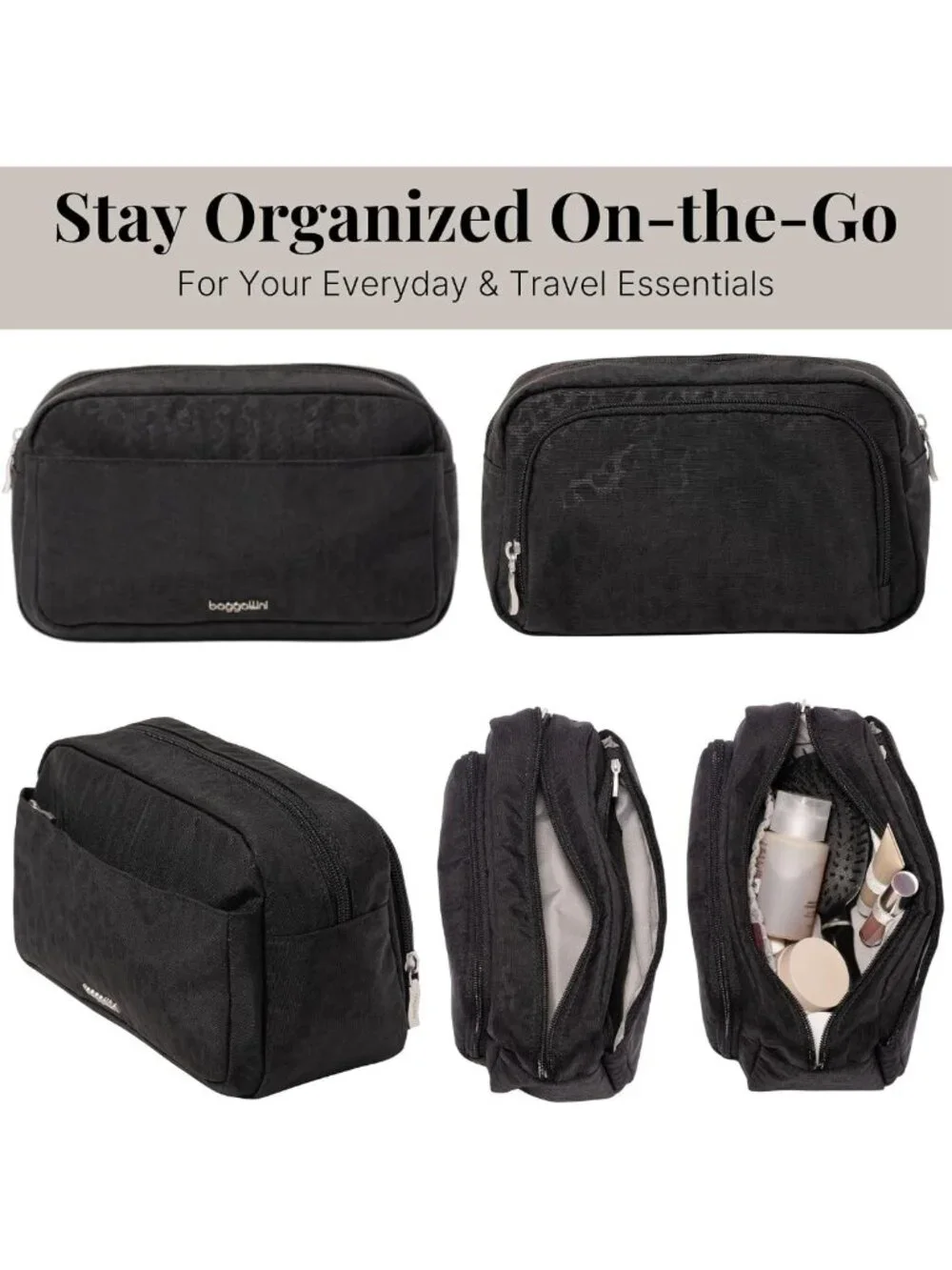Lightweight Travel Makeup Bag with Brush Organizer - 9.4